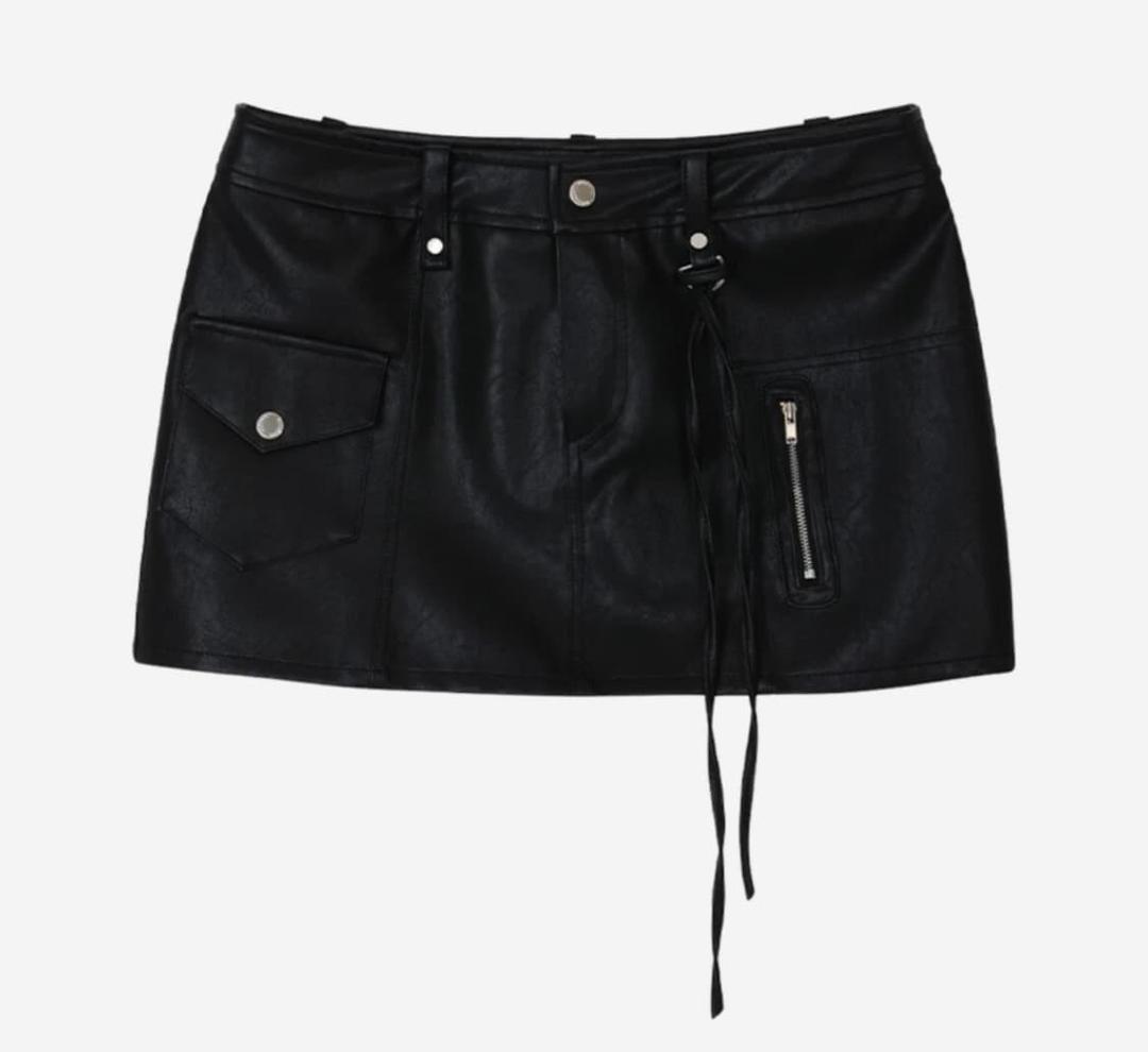 보헴서 _ Low Cargo Leather Mini Skirt Black | 후루츠패밀리