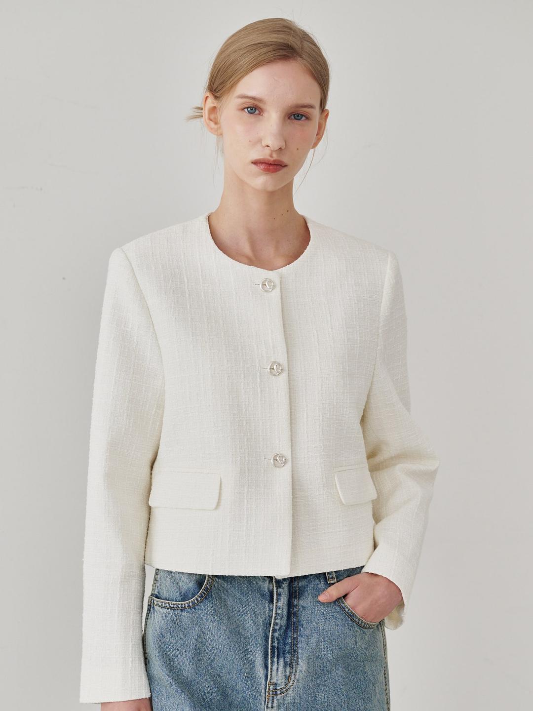 Tweed Pearl Blend Jacket - White
