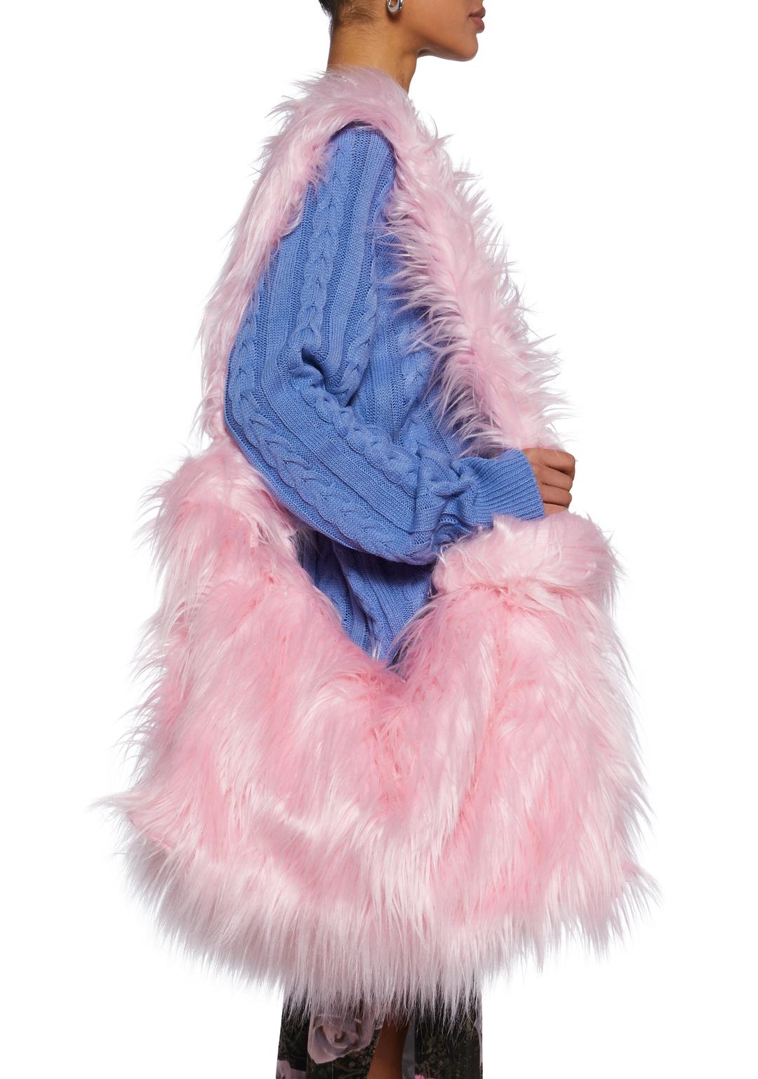Case Of The Grumpies Fuzzy XXL Messenger Bag - Pink - PINK / ONE SIZE