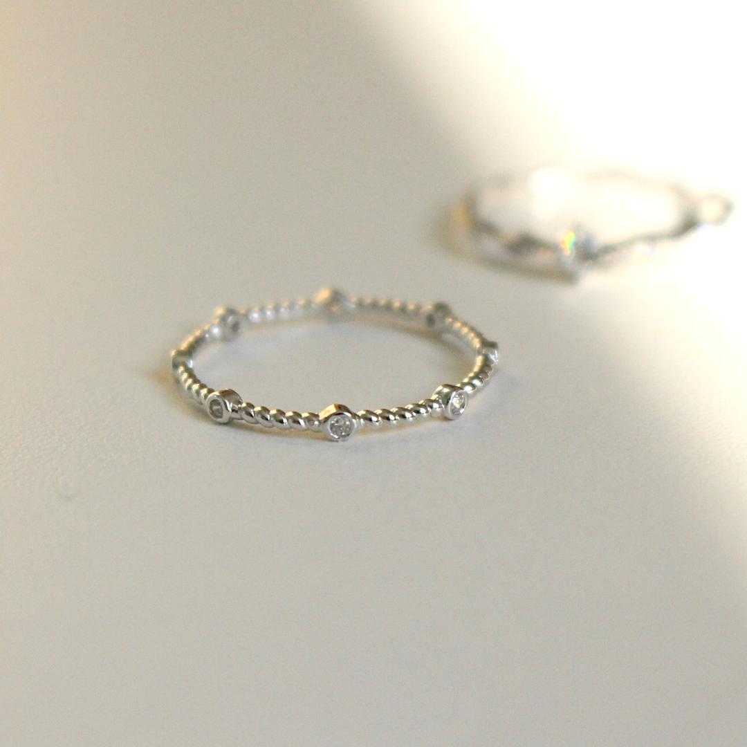 925실버 꼬임 써클 8석 큐빅 레이어드 반지