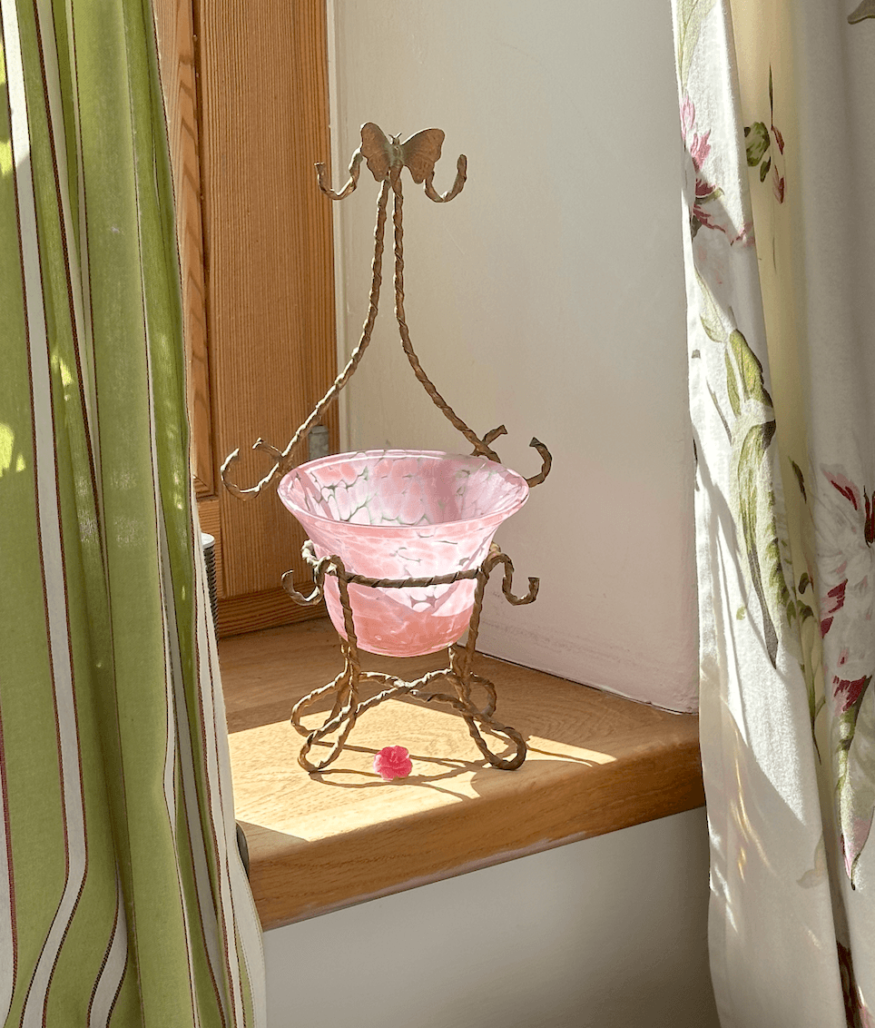 1890 Victorian Pink Glass Stand Bowl