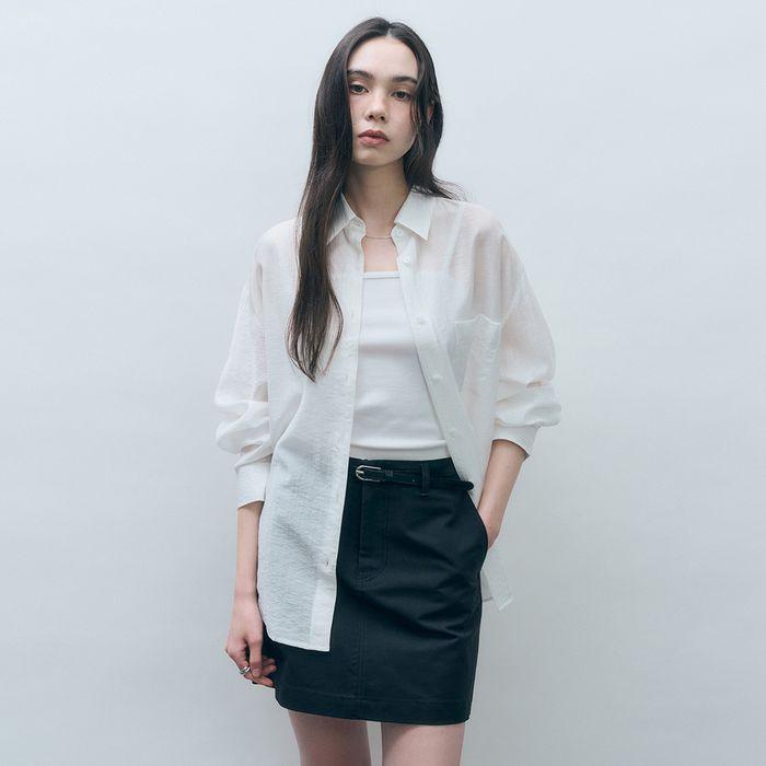 텐셀 시스루 루즈핏 셔츠 화이트 MDSH019WHITE