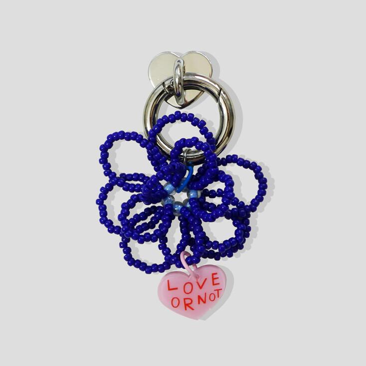 [키링앤톡]Blue Flower Beads Keyring&Tok