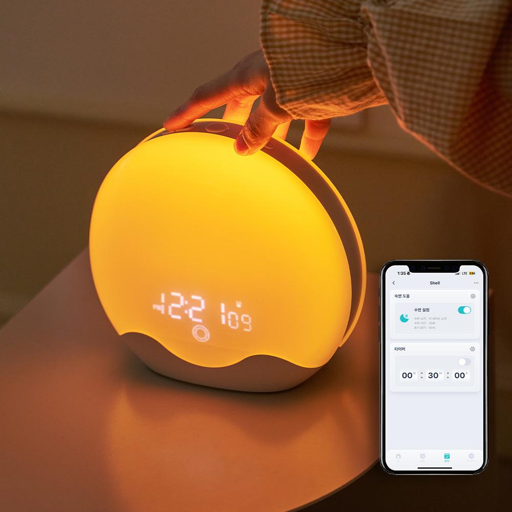 홈즈리빙 ☀디얼 loT 앱호환 빛으로 기상하는 미라클모닝 알람시계 양면 무소음 LED 탁상시계