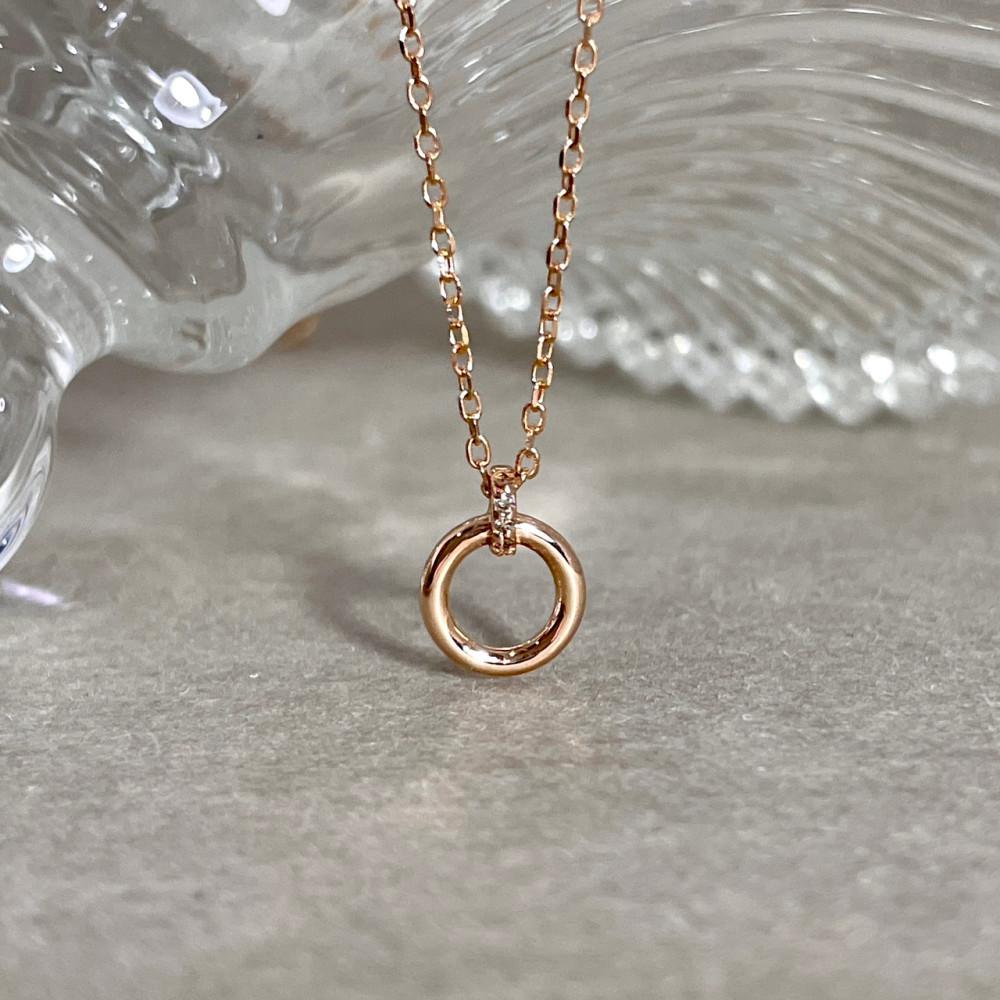 14K/18K 꼬냑다이아몬드 오링 목걸이, 데일리 목걸이