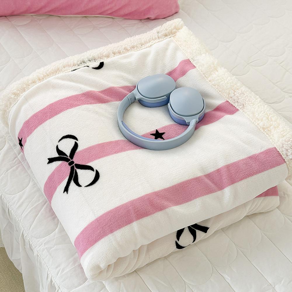 수심 Lovely Blanket (10 Type) 리본 극세사 담요 겨울 사무실 이불