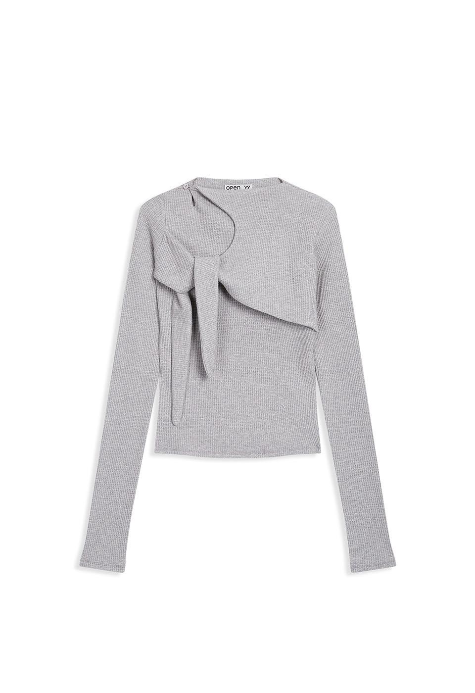 WAFFLE KNOT TOP, GRAY