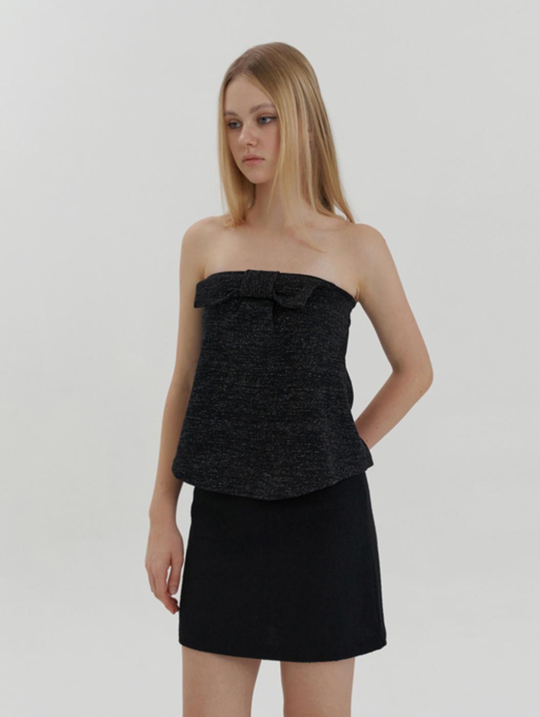 sweety ribbon tube top - black