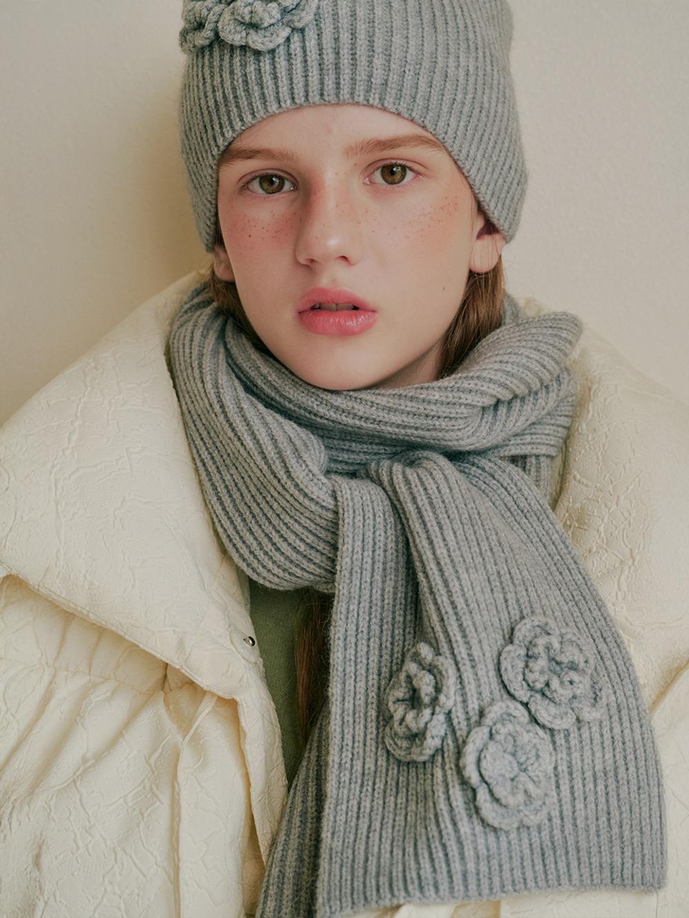 마크모크 Cote muffler 꽃 머플러_니트 코사지 플라워 머플러_6color