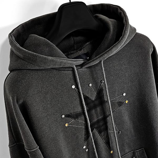Kashio applique colorgem washed hoodie (charcoal)