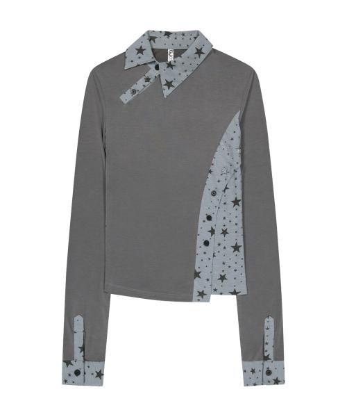 Starcut Jersey Collar Tee / Mint Grey