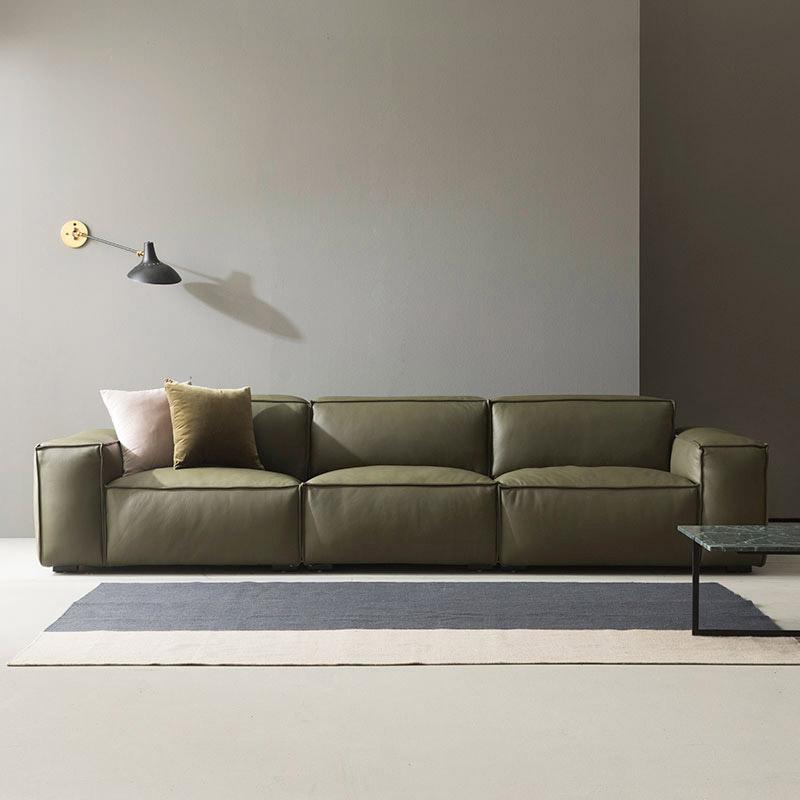 테라 이태리 천연면피가죽 4인 소파 (전체가죽)