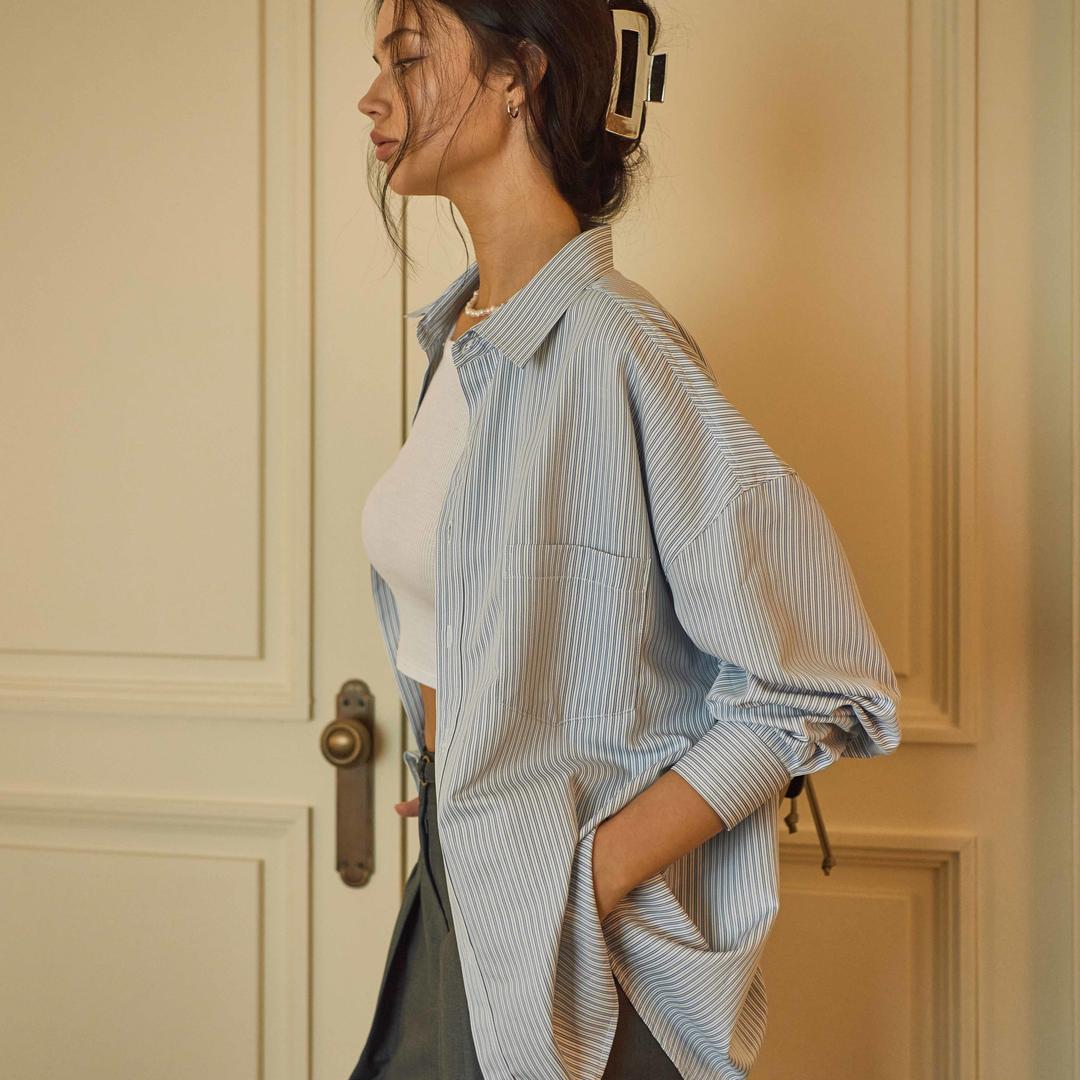 [6차 리오더]Wind Stripe Shirt-Blue