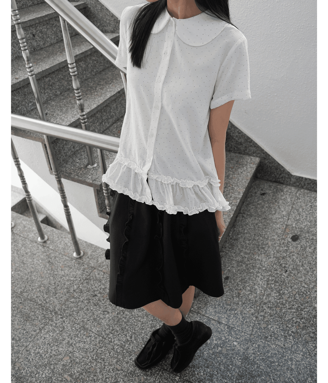 피에브레 mini dot round blouse (2c)