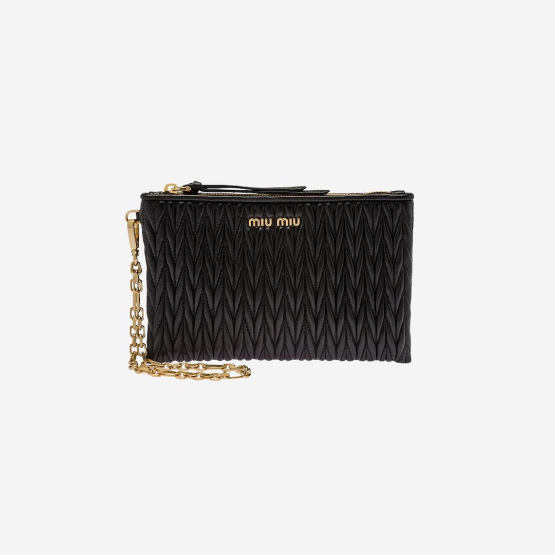 Miu Miu Matelasse Nappa Leather Pouch Black