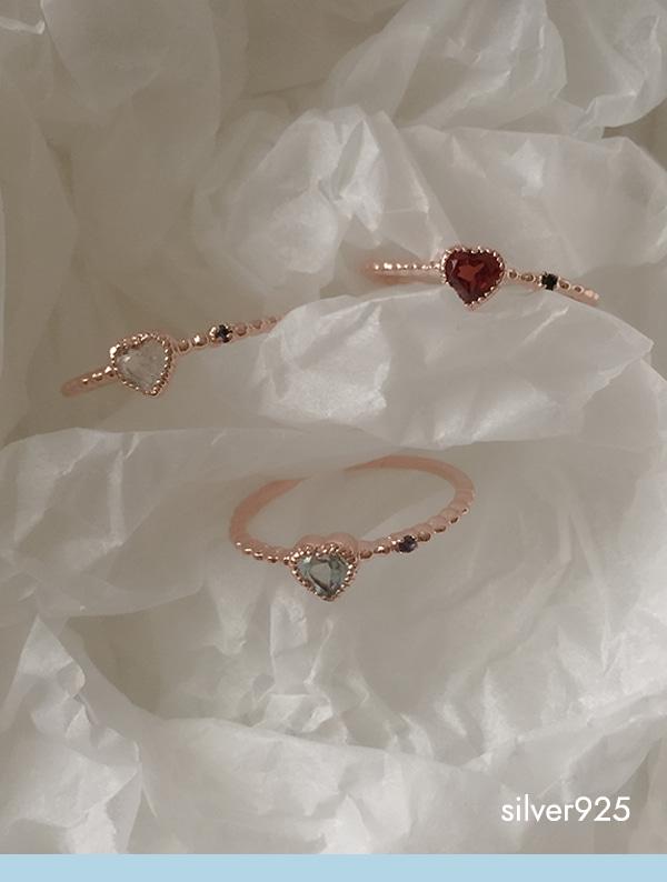 shine heart ring (silver925)