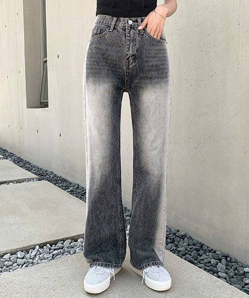 [기장선택💖~XL/미친워싱]그레이 워싱 세미 부츠컷 와이드 데님팬츠 y2k바지