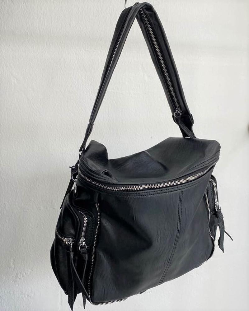 지퍼 장식 가죽 숄더 빅백 가방
