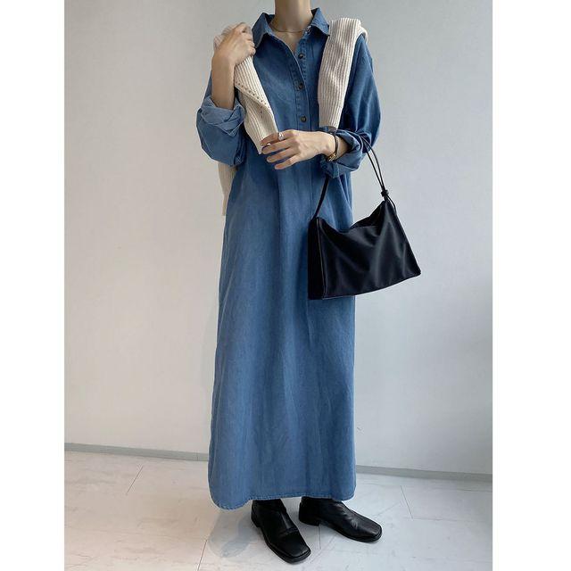 오버핏 데님 셔츠 원피스 빅사이즈 루즈핏 청 원피스