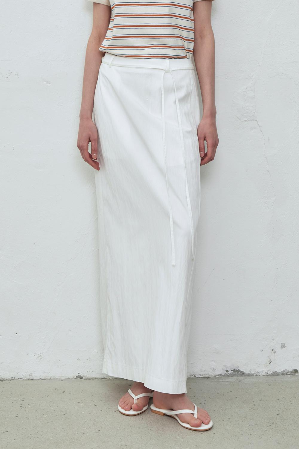 Waist tie Slit Skirt_Off White