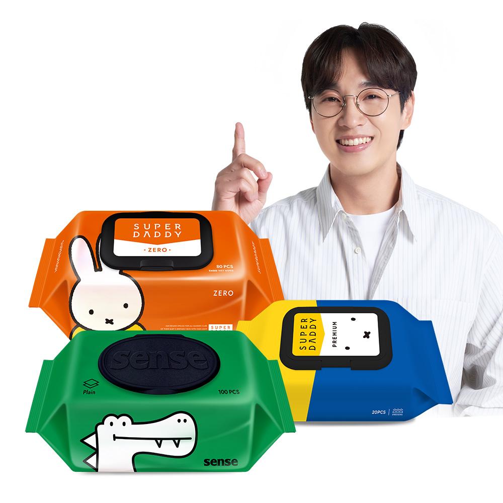 센스 대용량 물티슈 악어 100매 20팩 외 슈퍼대디 물티슈