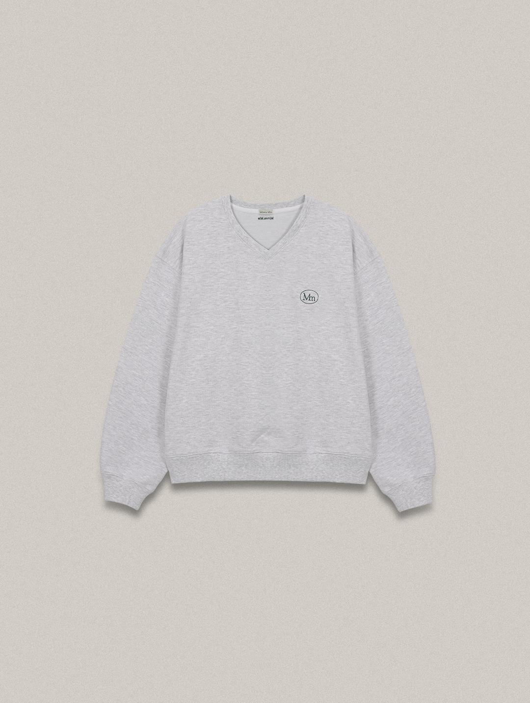 V-neck symbol sweat shirt White melange