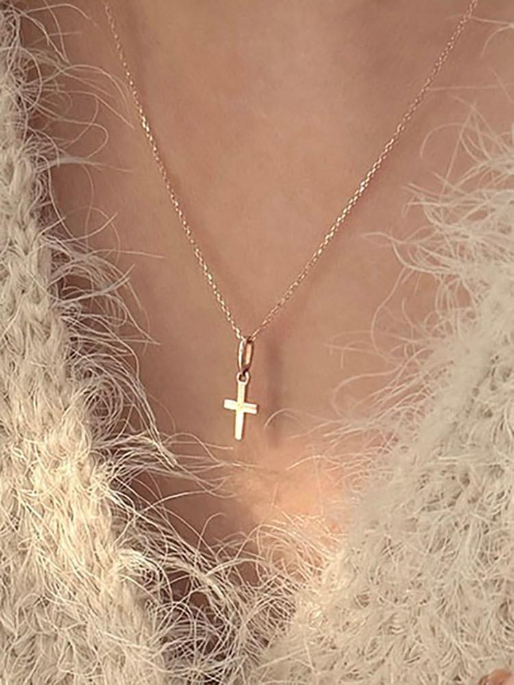 14k 크로스 네크리스 데일리 십자가 금 목걸이