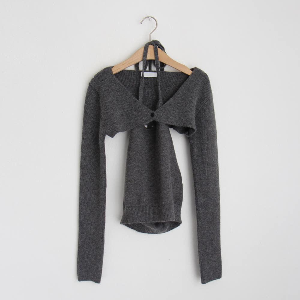 헤이노크 온드 볼레로 니트 가디건 홀터 나시 세트