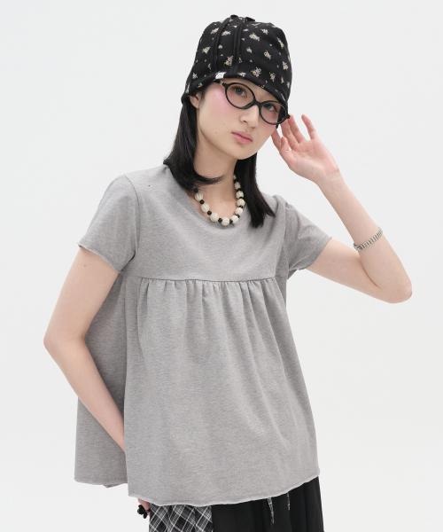 Gathered Shirring Top [Gray]