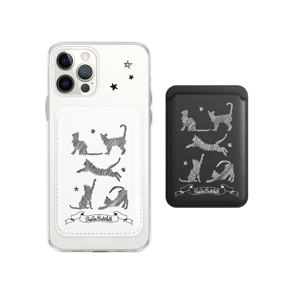 DRAW CAT MAGSAFE LEATHER WALLET (드로우캣 고양이 맥세이프 카드 지갑)