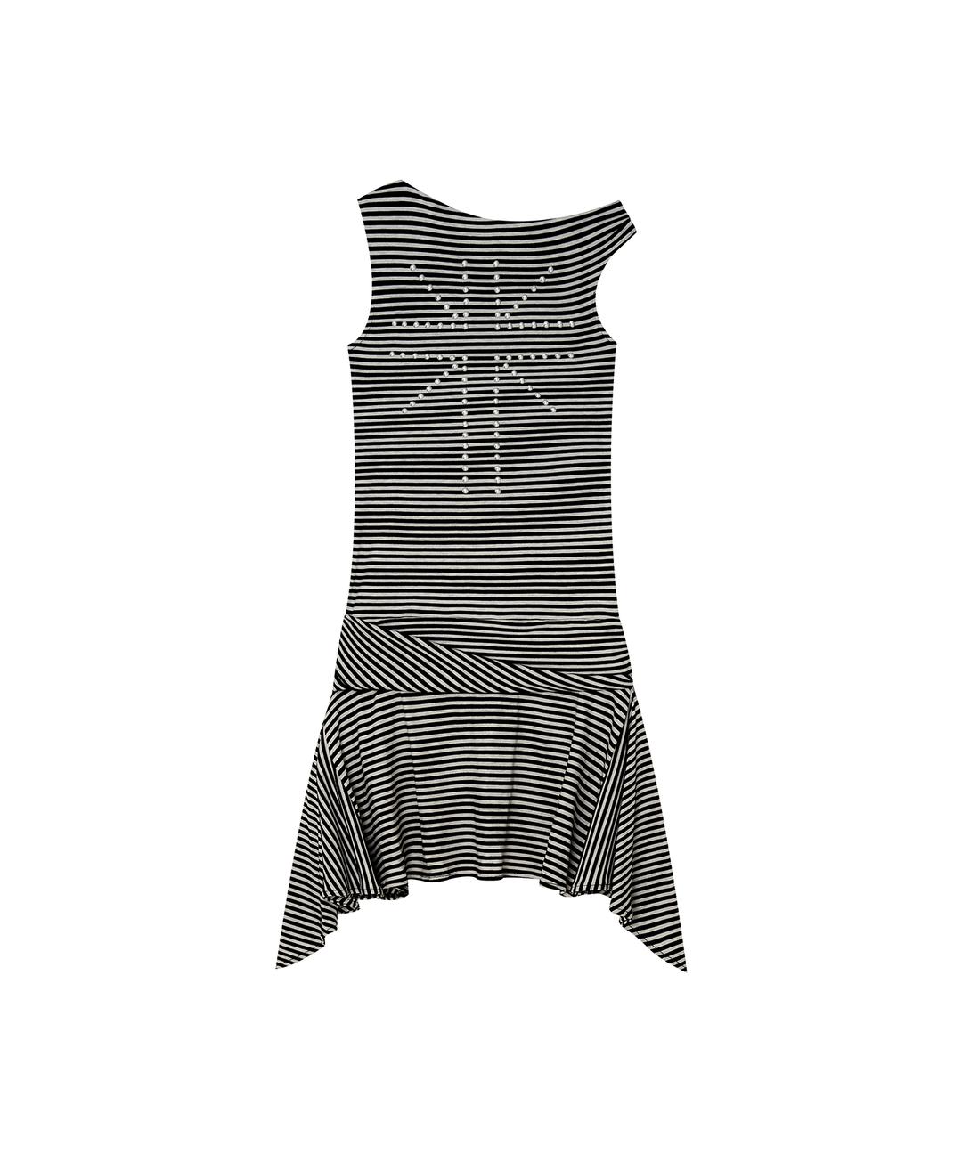 Asymmetric Stud Onepiece Stripe