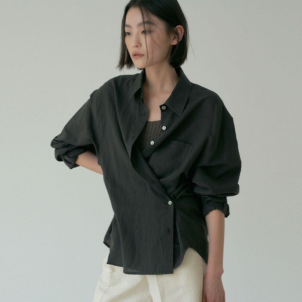 [15%] linen bamboo blended wrap shirt (7color)