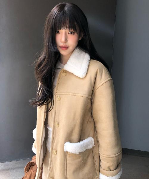 뽀글이 배색 하프무스탕 OM5WMB090