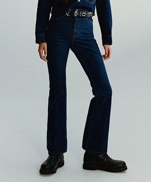 우먼즈 레직기 부츠컷 데님팬츠 인디고 로우