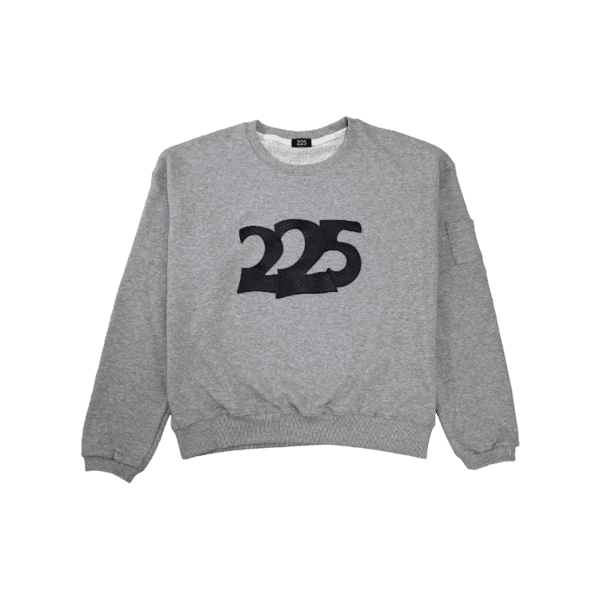 225 leather patch logo crop sweatshirt (grey)