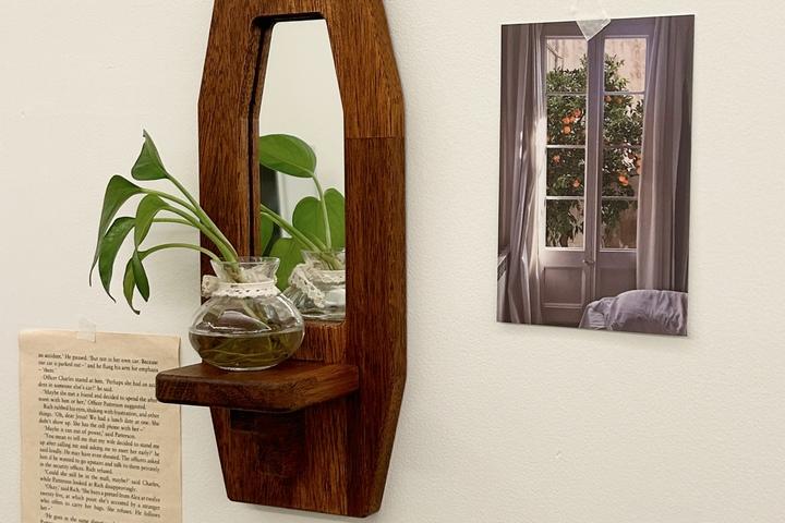 [단독] 빈티지 소품 옥타곤 원목 벽거울촛대 (꼭꼬핀/사진 포스터 증정)