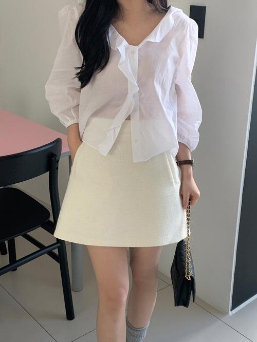 Maron frill blouse (2color)