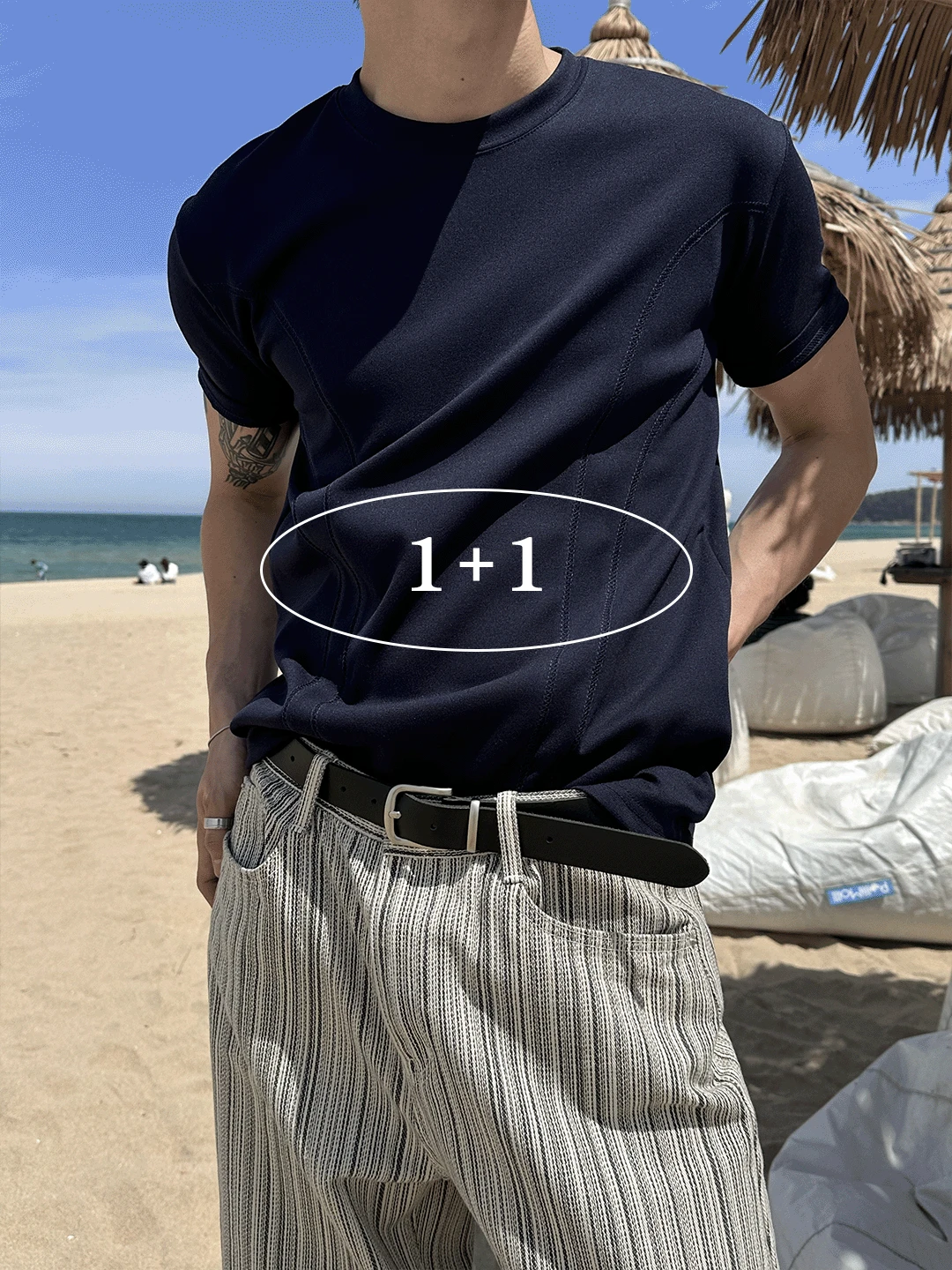 [MADE][누적1만장/당일배송][1+1]Curve muscle half t-shirts(4color)