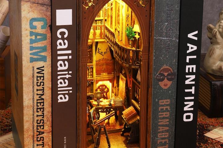 DIY 북엔드 책꽂이 미니어처 책속의 도서관