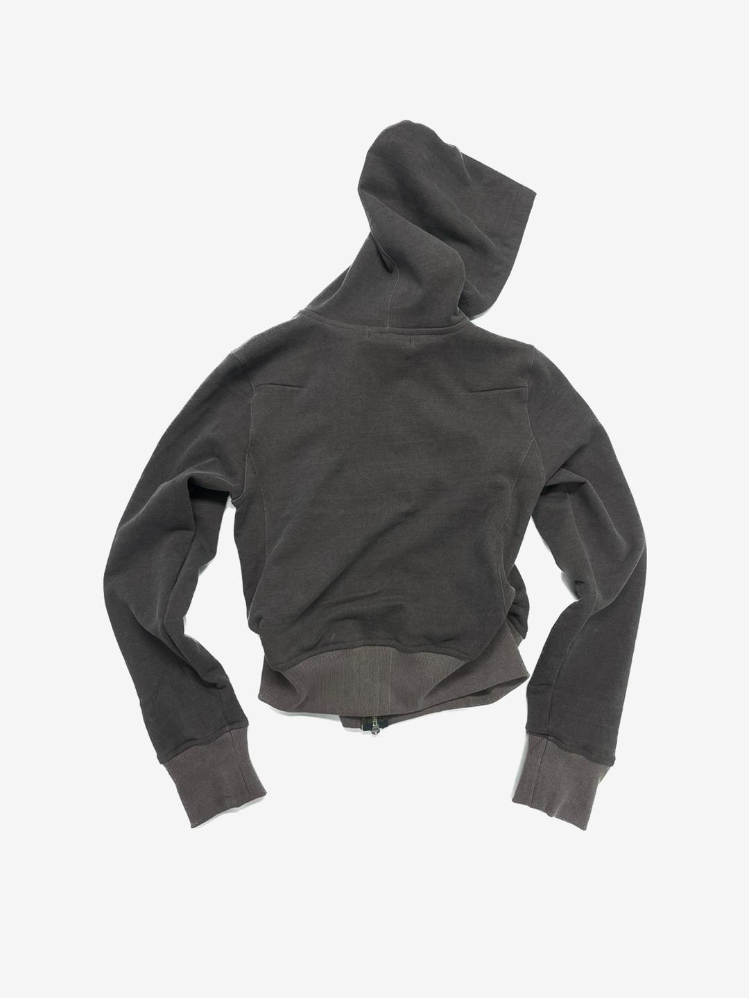 RIGHE UNBALANCE HOODED ZIP-UP WINEBROWN