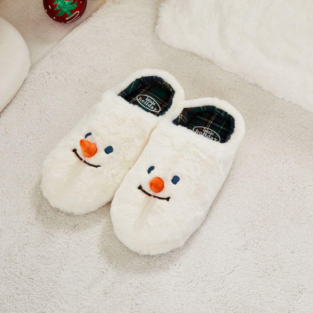 크리스마스 스노우맨 슬리퍼 아이보리 L