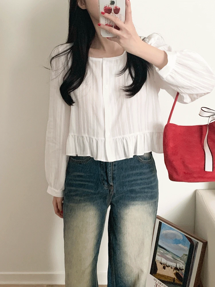 [당일발송] 미아 프릴 블라우스