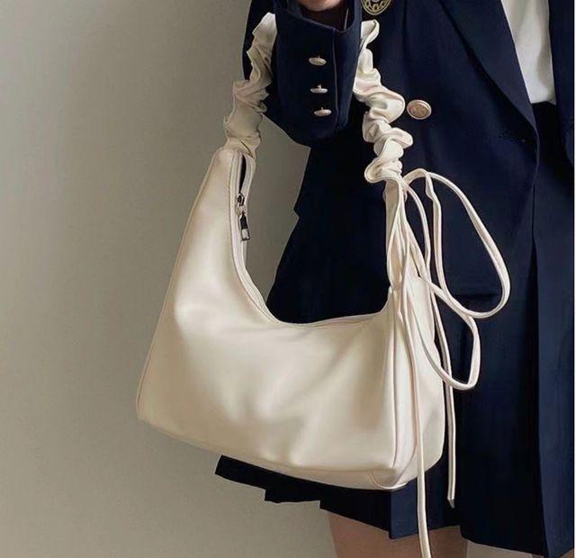 [인기/초특가/당일출고] 호보백 셔링백 링클 물결 숄더백 스트링 레더 스퀘어 데일리 기본템 끈조절 무지 토트백 (2color)