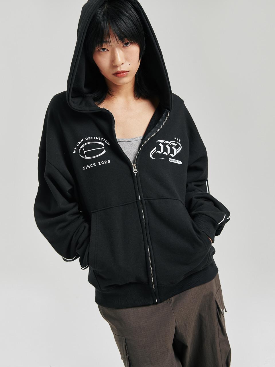 C GRAPHIC HOOD ZIP-UP_BLACK