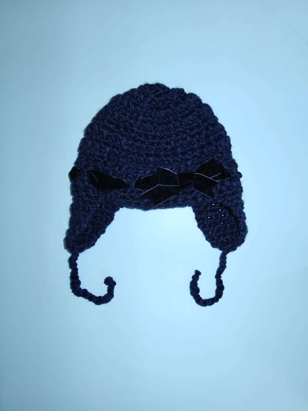 Navy velvet beanie