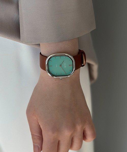 Louise-Silver/Mint (unisex) (Brown leather)
