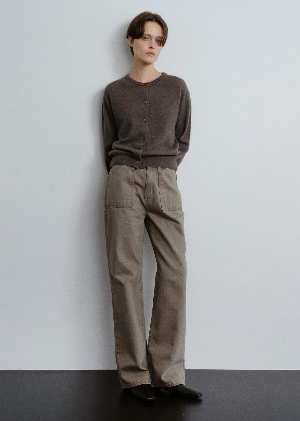 Pocket straight denim (beige)