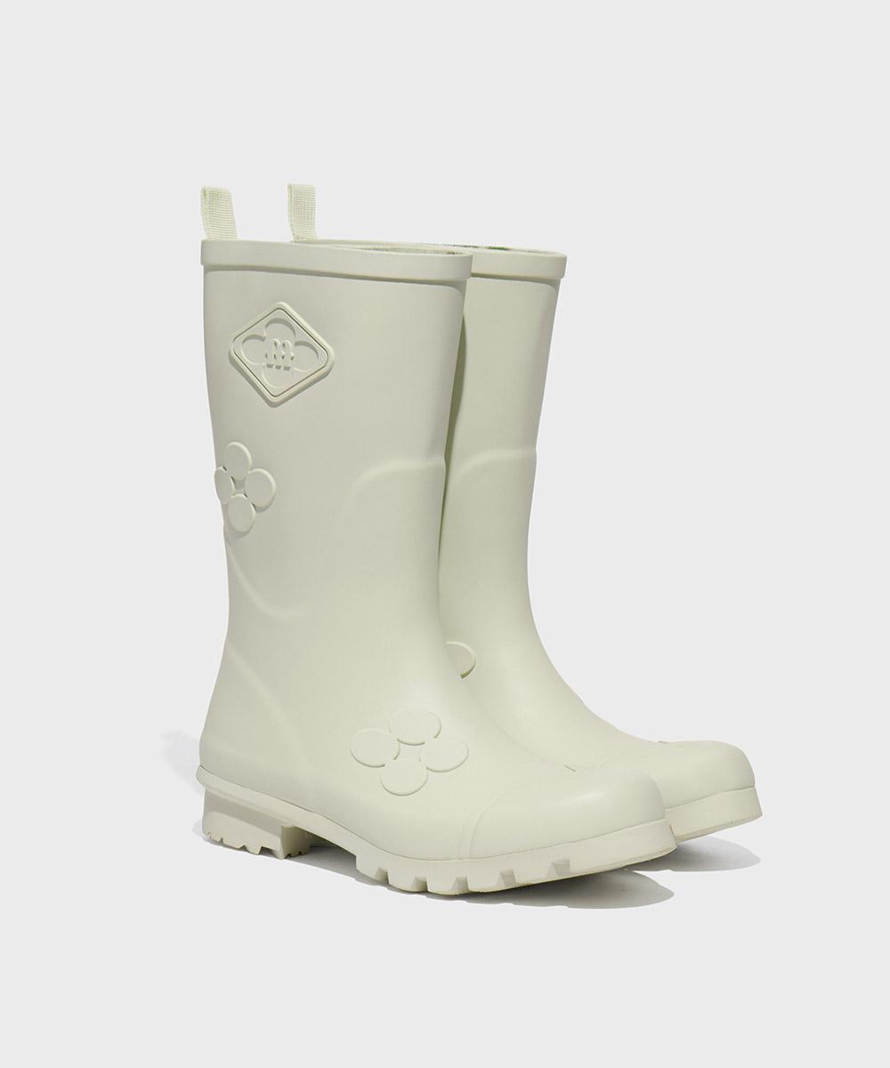 [일부사이즈 06.18이내 출고][X MINJUKIM] FLORAL PATCH RAINBOOTS SHORT - SAGE