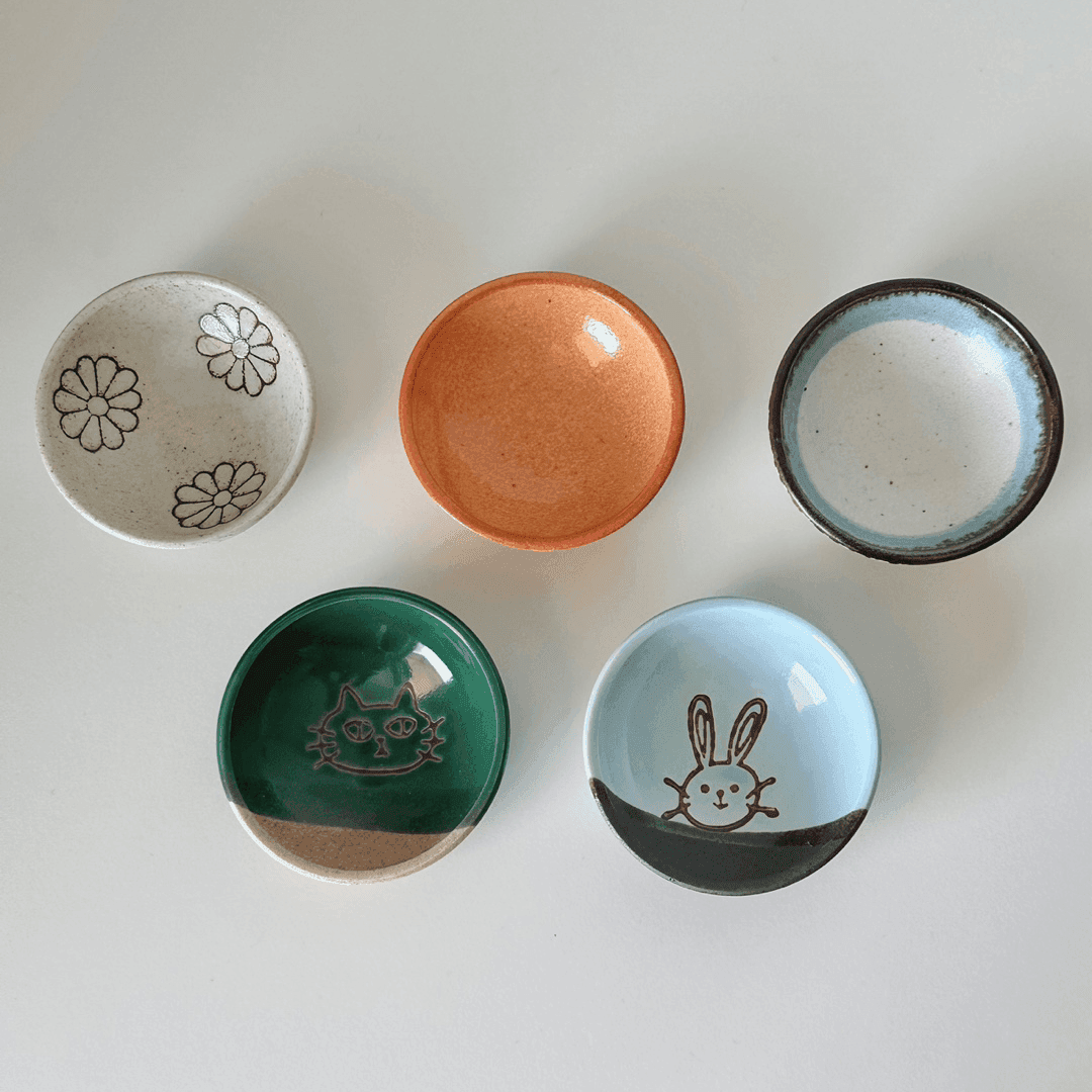 5 type sauce bowl 토끼 고양이 오렌지 꽃 블루 소스볼 간장그릇 일본 종지