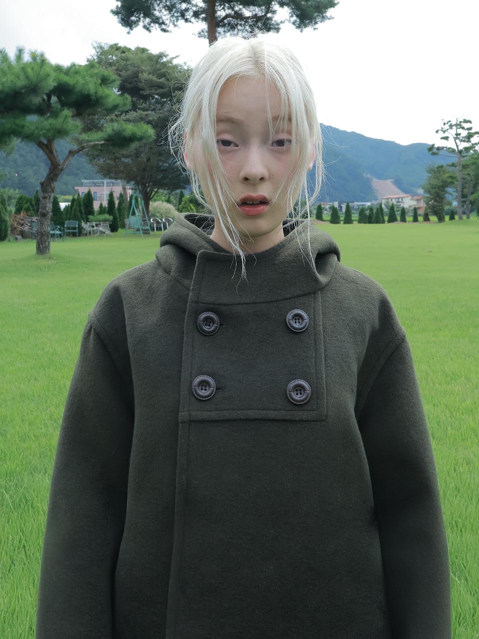 QUAD BUTTON SHORT COAT, KHAKI